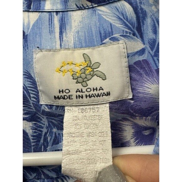 Ho Aloha Hawaiian Shirt Mens XL Blue Short Sleeve Button Up Floral - Picture 3 of 9